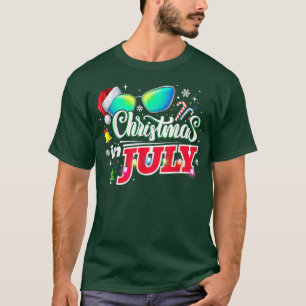 T-shirt Christmas à July Santa Hat Sunglass Summer Vaca