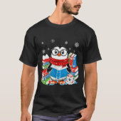 T-shirt Christmas A Penguin Reading Book Snowflake Cocoa H (Devant)