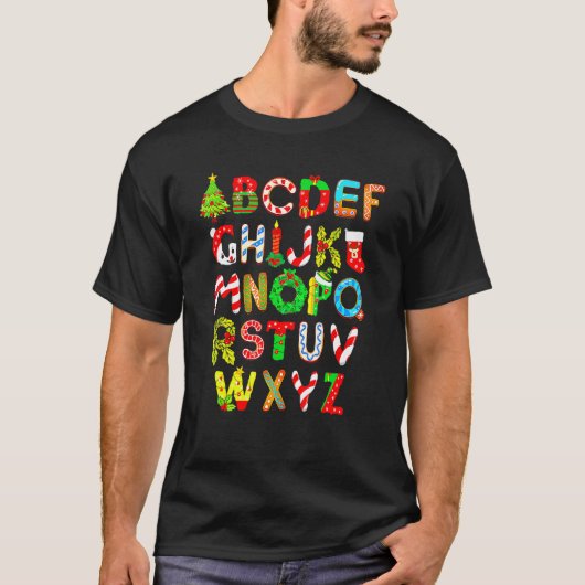 T-shirt Christmas Alphabet ABCs Elemeno For Teacher Stude (Devant)