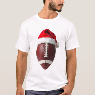 T-shirt Christmas American Football Ball Santa Hat