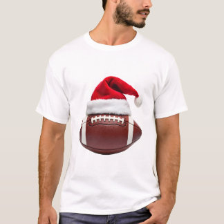 T-shirt Christmas American Football Ball Santa Hat (1)