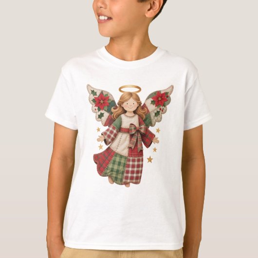 T-shirt Christmas Angel with Golden Stars (Devant)