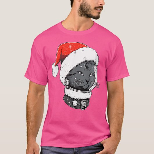 T-shirt Christmas Astronaut Cat Trippy Edm Winter Rave (Devant)