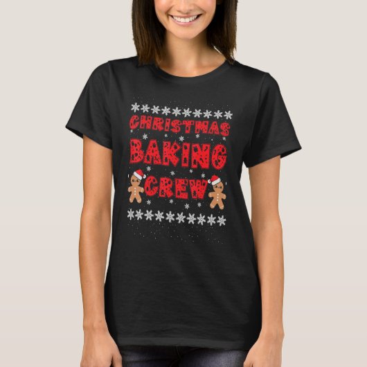 T-shirt Christmas Baking Crew Gingerbread Men With Xmas Ha (Devant)