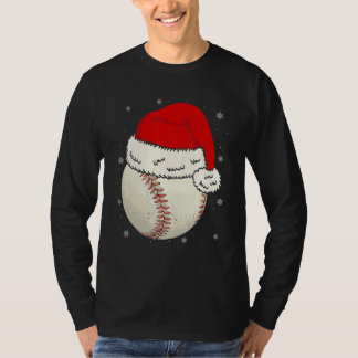 T-shirt Christmas Baseball Ball Santa Hat Xmas Boys Catche