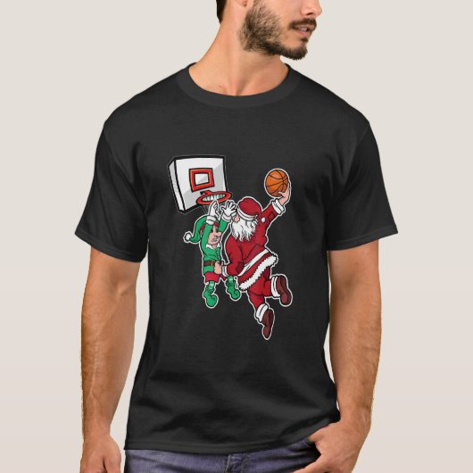 T-shirt Christmas Basketball Player Santa Dunk Xmas (Devant)