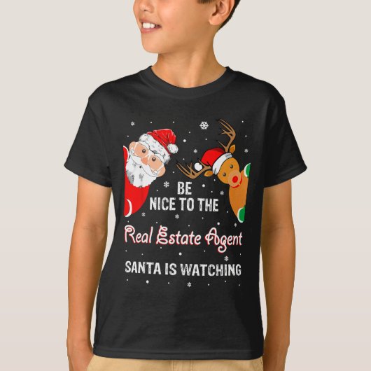 T-shirt Christmas Be Nice To The Real Estate Agent Santa (Devant)