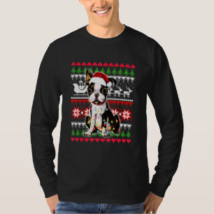 T-shirt Christmas Boston Terrier À Santa Hat Xmas Ugly Sw