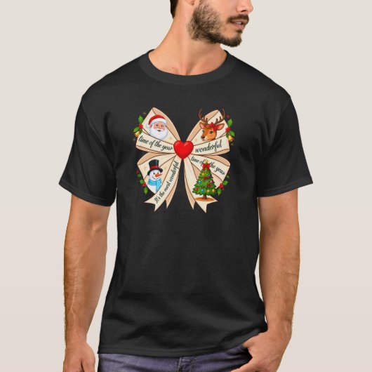 T-shirt Christmas Bow Classic Holiday Characters (Devant)