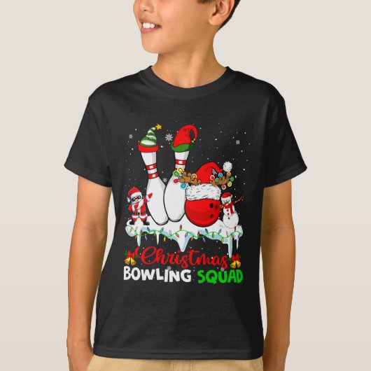 T-shirt Christmas Bowling Squad Dabbing Santa Elf Bowling (Devant)