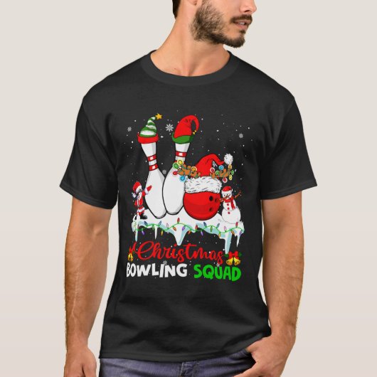 T-shirt Christmas Bowling Squad Dabbing Santa Elf Bowling (Devant)