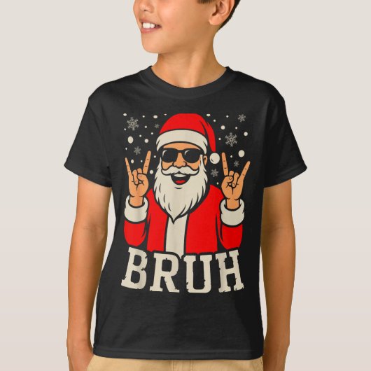 T-shirt Christmas Bruh Meme Funny Santa Claus Teen Boys Ki (Devant)