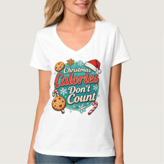T-shirt Christmas Calories Don’t Count Funny Santa Claus 