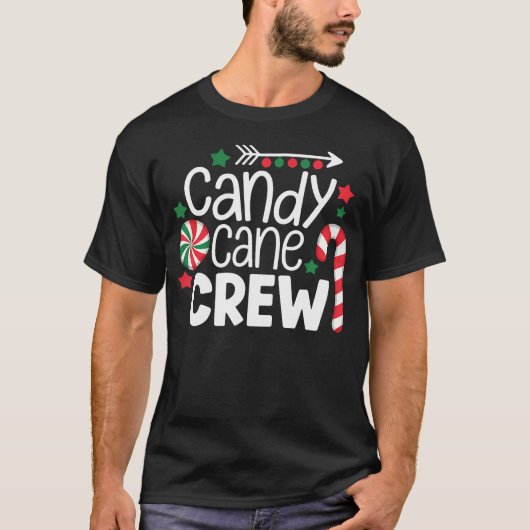 T-shirt Christmas Candy Cane Crew Shirt Women Girls Boys K (Devant)
