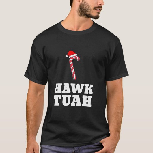 T-shirt Christmas Candy Cane Hawk Tuah Spit On That Thang  (Devant)