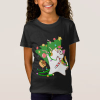 Christmas Cat Calico frappe sur xmas tree kitty cu