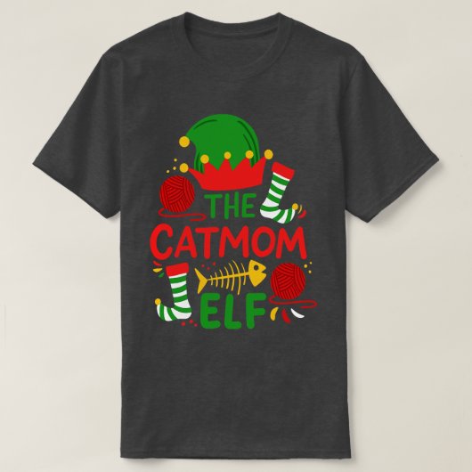 T-shirt Christmas Cat Maman Elf (Design devant)