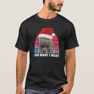 T-shirt Christmas-Cat Retro I-Do Ce que je veux Chat drôle