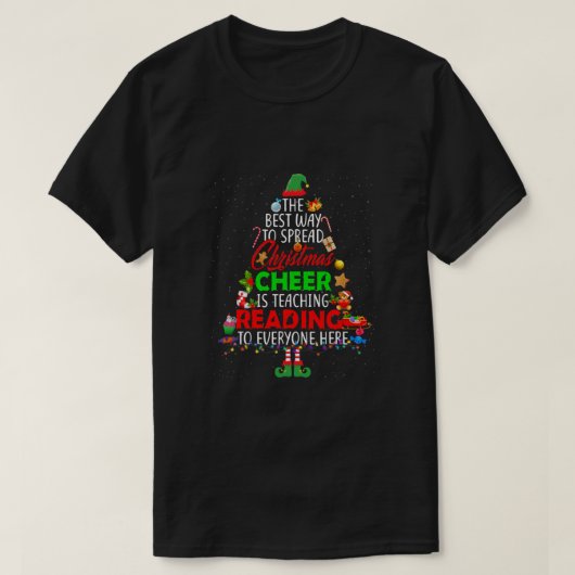 T-shirt Christmas Cheer Is Teaching Reading Santa Elf Teac (Design devant)