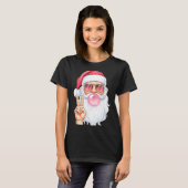 T-shirt Christmas Cool Santa Bubble Gum Peace Sign Retro S (Devant entier)