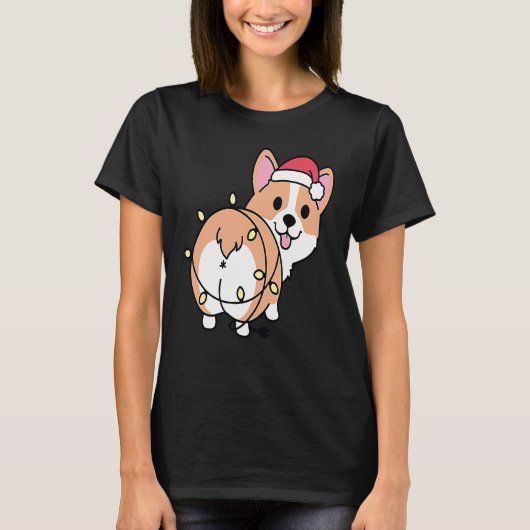 T-shirt Christmas Corgi Light Butt Funny Corgi Lover Xmas (Devant)