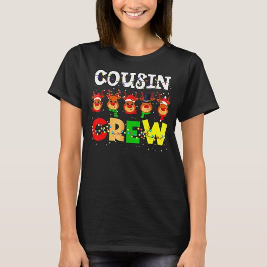 T-shirt Christmas Cousin Crew Reindeer Matching Family Pa (Devant)