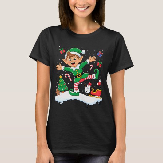 T-shirt Christmas Dabbing Elf Tree Lights Boys Kids Dab Xm (Devant)