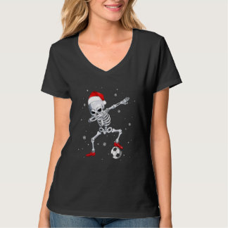 T-shirt Christmas Dabbing Skeleton Soccer Santa Hat Gifts 