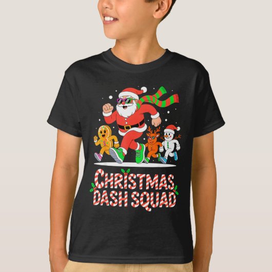 T-shirt Christmas Dash Squad Running Runner Marathon Team  (Devant)