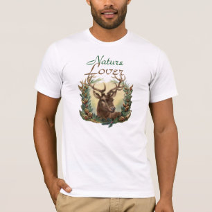 T-SHIRT CHRISTMAS DEER, PINE CONE COURONNE NATURE AMATEUR