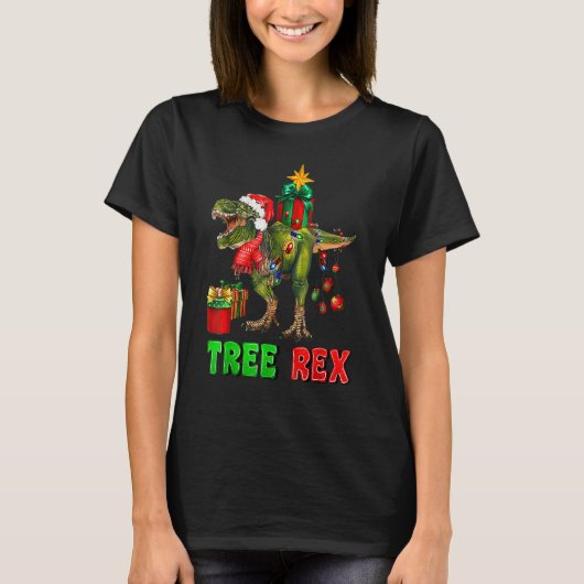 T-shirt Christmas Dinosaur Tree Rex Pajamas Men Boys Xmas (Devant)