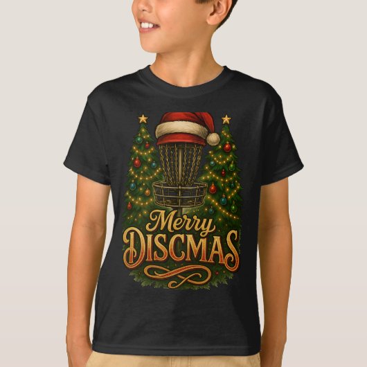T-shirt Christmas Disc Golf Merry Discmas  (Devant)