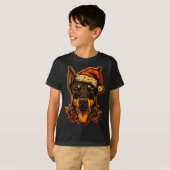 T-shirt Christmas Doberman Dog With Santa Hat Gingerbread  (Devant entier)