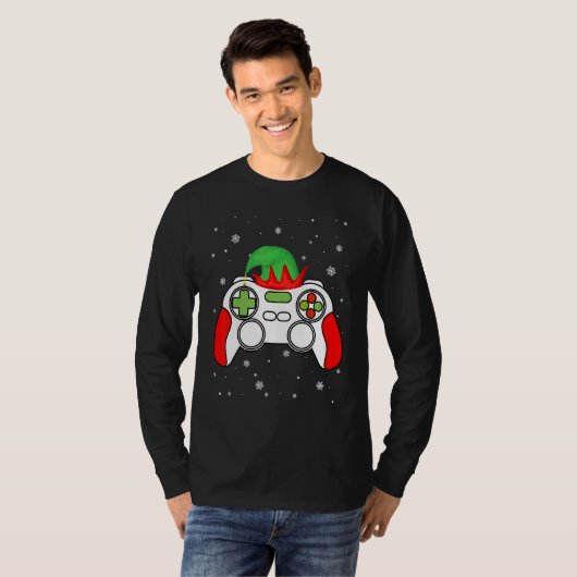 T-shirt Christmas Elf Gamer Controller Boys Kids Teens Gam (Devant entier)