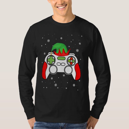 T-shirt Christmas Elf Gamer Controller Boys Kids Teens Gam (Devant)