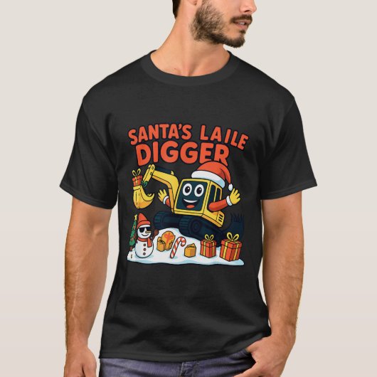 T-shirt Christmas Excavator Santa Digger Funny Holiday (Devant)