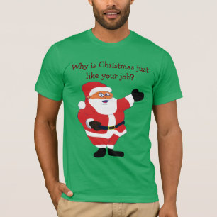 T-shirt Christmas Fat Man Père Noël Office Humor Funny Pla