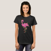 T-shirt Christmas Flamingo Santa Hat Xmas Lights Flamingo  (Devant entier)
