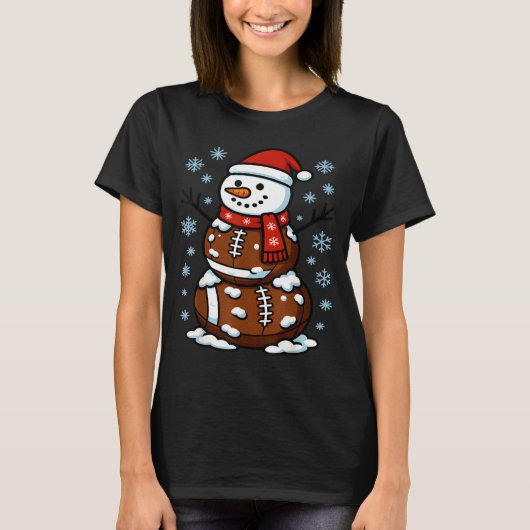 T-shirt Christmas Football Snowman Kids Football Christmas (Devant)