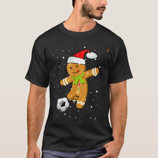 T-shirt Christmas Football Soccer Gingerbread Player (Devant)