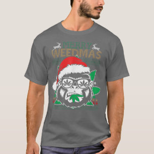 T-shirt Christmas Funny Glasses Monkey Office Holiday