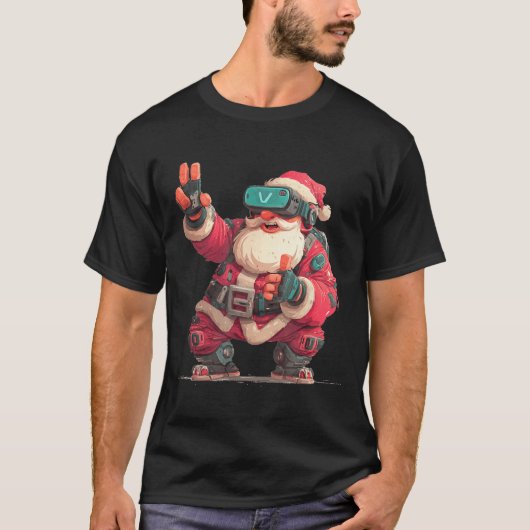 T-shirt Christmas Gamer Look With This Cool Vr Santa Claus (Devant)