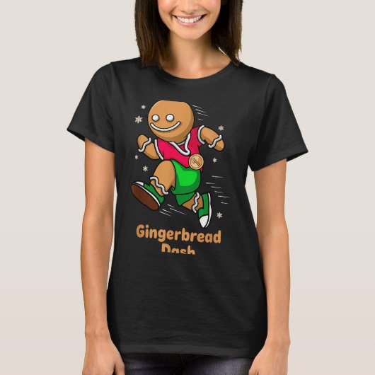 T-shirt Christmas Gingerbread Dash Running Runner Xmas Mar (Devant)