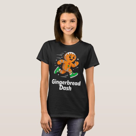 T-shirt Christmas Gingerbread Dash Running Runner Xmas Mar (Devant entier)