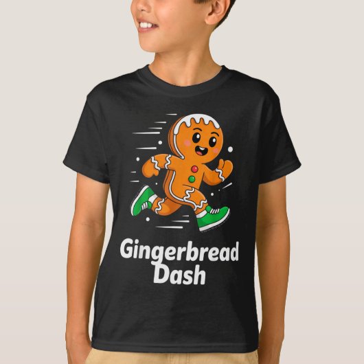 T-shirt Christmas Gingerbread Dash Running Runner Xmas Mar (Devant)