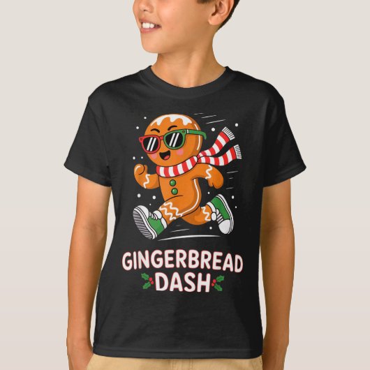 T-shirt Christmas Gingerbread Dash Running Runner Xmas Mar (Devant)