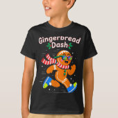 T-shirt Christmas Gingerbread Dash Running Runner Xmas Mar (Devant)