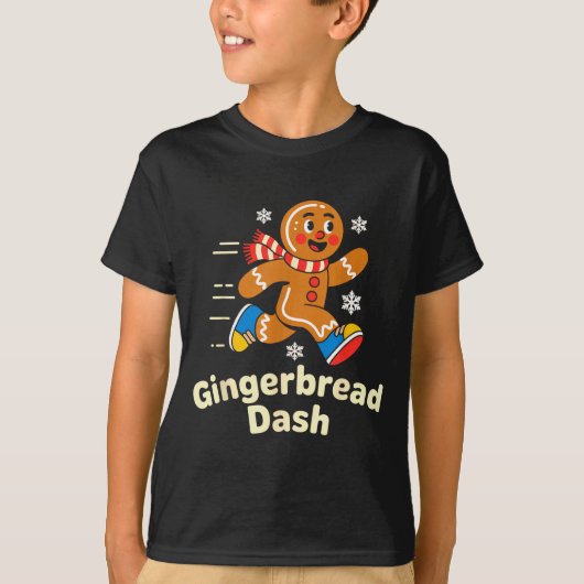 T-shirt Christmas Gingerbread Dash Running Runner Xmas Mar (Devant)
