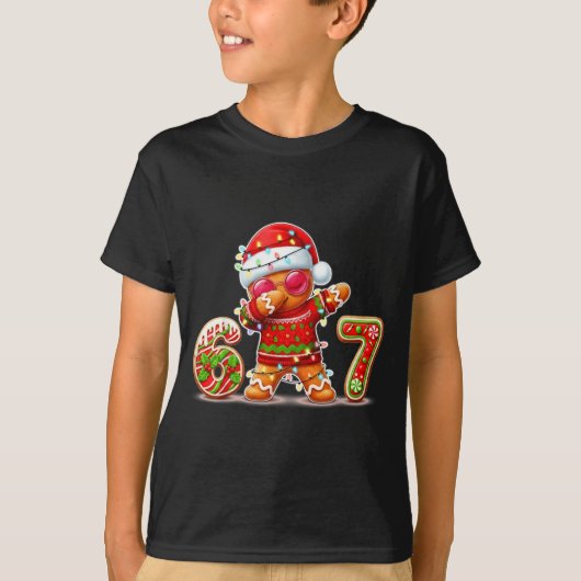T-shirt Christmas Gingerbread Six Seven 67 Ice Cream Drip  (Devant)