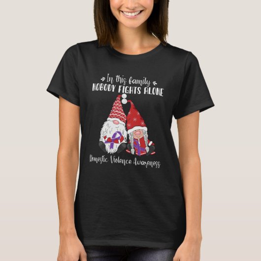 T-shirt Christmas Gnomes Domestic Violence Awareness (Devant)